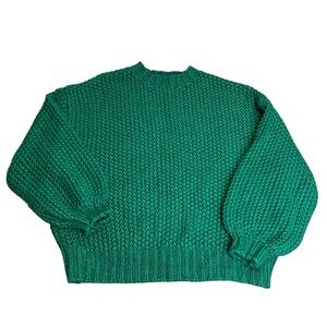 Altar'd State Emerald Green Chunky Knit Crewneck Sweater